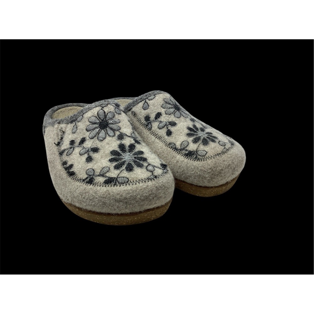 Taos Wool Felt Embroidered Floral Clog Slippers Mule Shoes EU 39 US 8.5